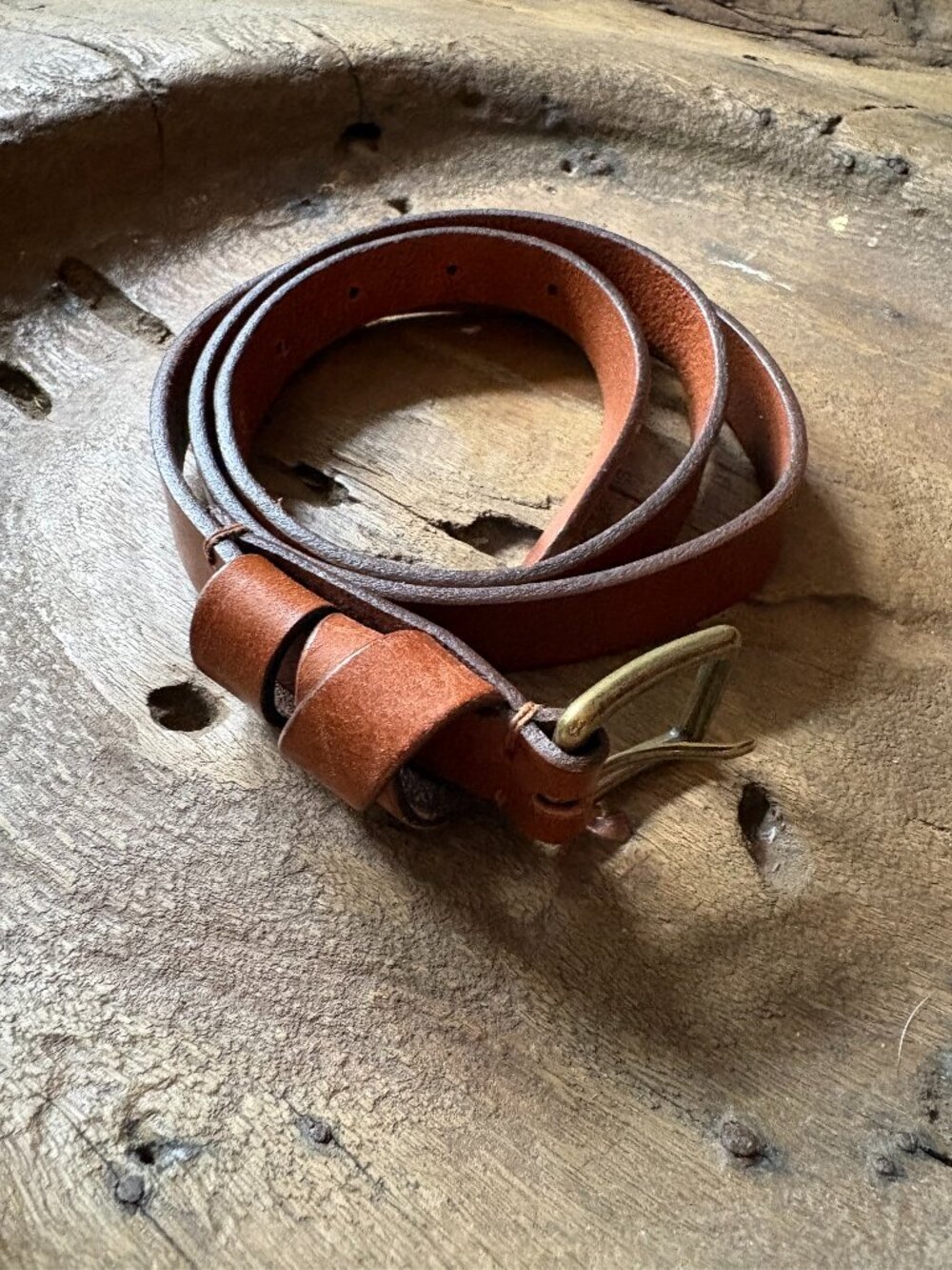 Madewell Leather Crisscross Skinny Belt brown Italian leather women's size small